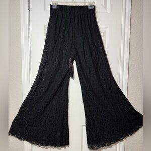 Chic Black Lace Wide Leg Pants